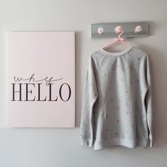 NWT Rococo Sand grey glitter sequin sweatshirt, M - Picture 6 of 6